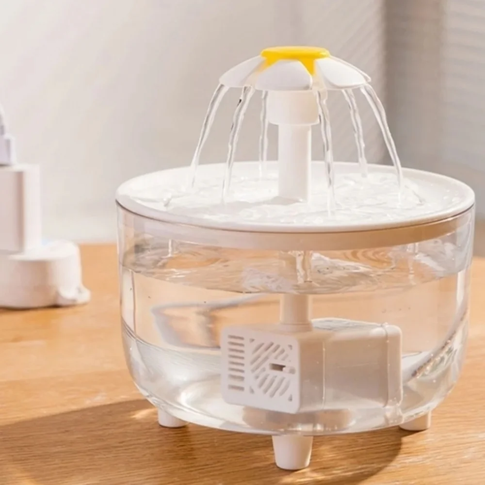 Transparent Pet Water Fountain Automatic Cat & Dog‎ Flower USB Powered Dispenser
